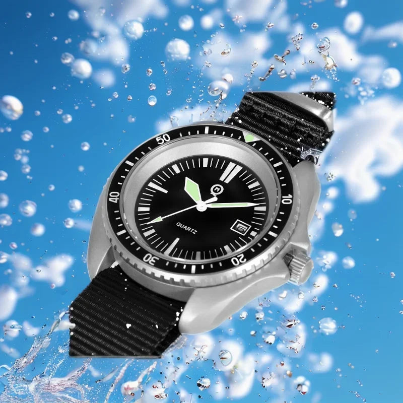 Qimei Classic UDT Men's Military Sport Watch Army Green Outdoor Diver SM8016C  Hardened Mineral Glass Japan Movement 300M