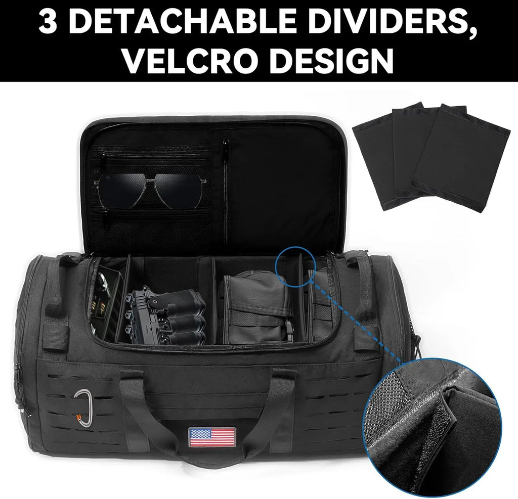 48L Military Duffle Bag with Separate Shoe Compartment,Tactical Gear Backpack Molle System,Black
