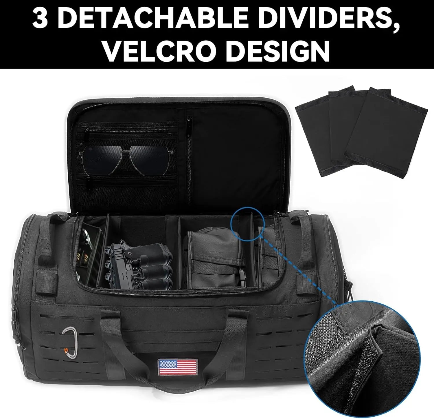 48L Military Duffle Bag with Separate Shoe Compartment,Tactical Gear Backpack Molle System,Black