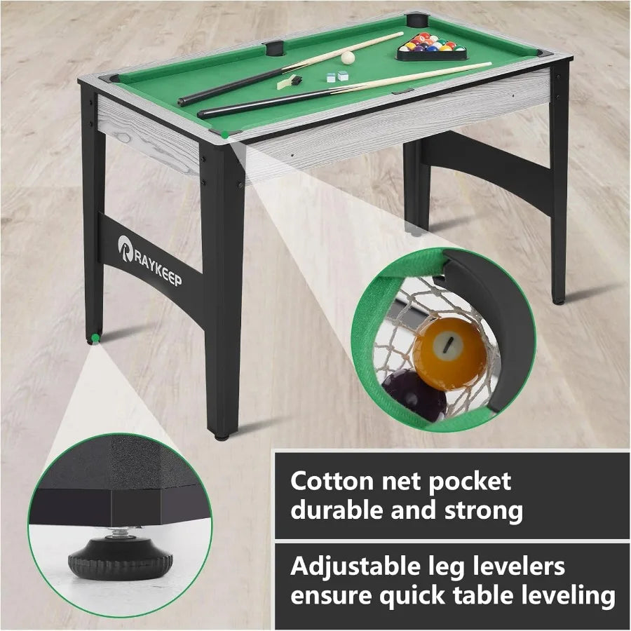 Portable Billiard Table 3FT 4FT 6FT Wooden Game Table with Cues Balls Triangle Chalks Brush for Adults Home Game Room Bar Indoo