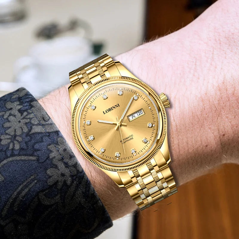 LOBINNI men's watches, skeletonized mechanical watches for men, skeletonized mechanical watches for men