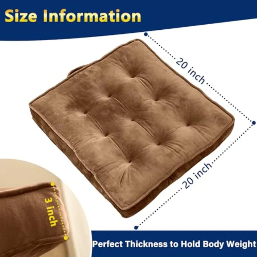 Floor Pillow Set of 4 Memory Foam Meditation Cushion Floor Cushions for Adults Sitting Large Square Seat Cushions for Yoga Livi