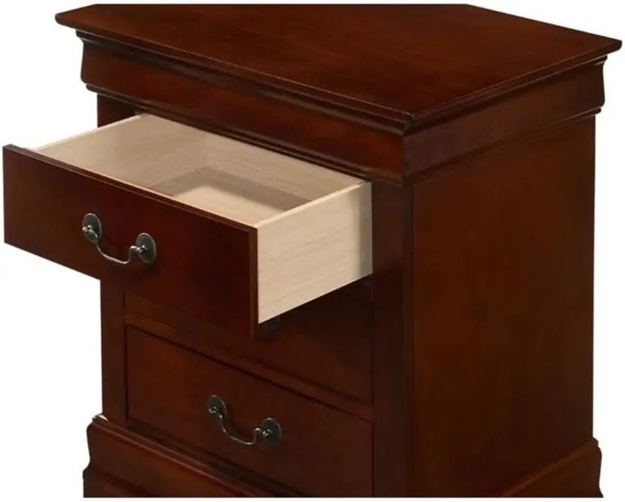 Louis Phillipe 3 Drawer Nightstand in Cherry