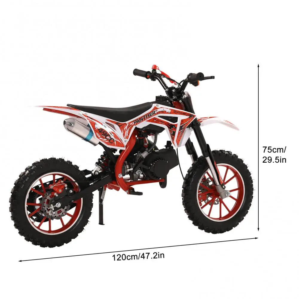 49cc 2-stroke off-road motorcycle, High performance mini motorcycle, equipped with brake system, and other safety devices