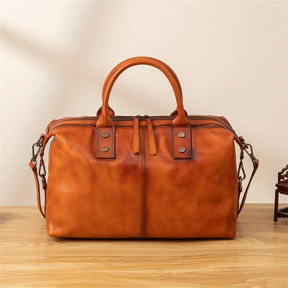 Retro Female Baotou Layer Cowhide Women's Handbag Polishing Color Single Shoulder Crossbody Bag Large Capacity