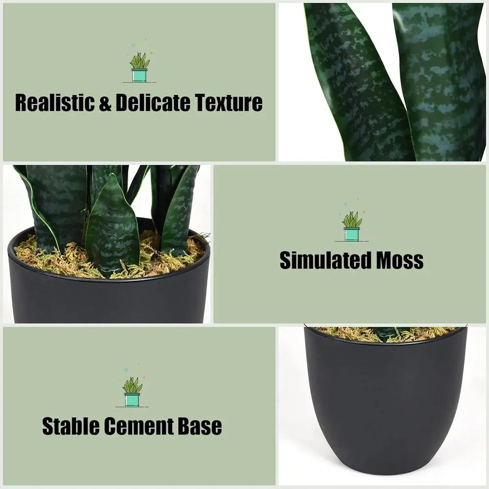 2 Pack 36 Tall Artificial Sansevieria Plants, 6 Pots, 20 Leaves, Living Room Decor