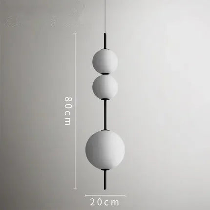 Modern Designer LED White Glass Beads Pendant Chandelier Cafe Bar Bedroom Kitchen Round Ball Hanging Lighting Fixture Home Decor
