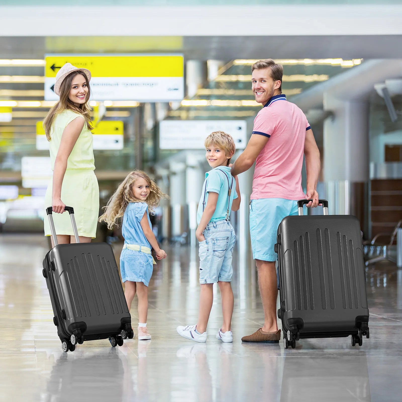 Luggage Set of 3,ABS+PC Hardside Suitcase Sets with TSA Lock 4 Spinner Wheels,Lightweight Trolley Travel Case for Carry On Check