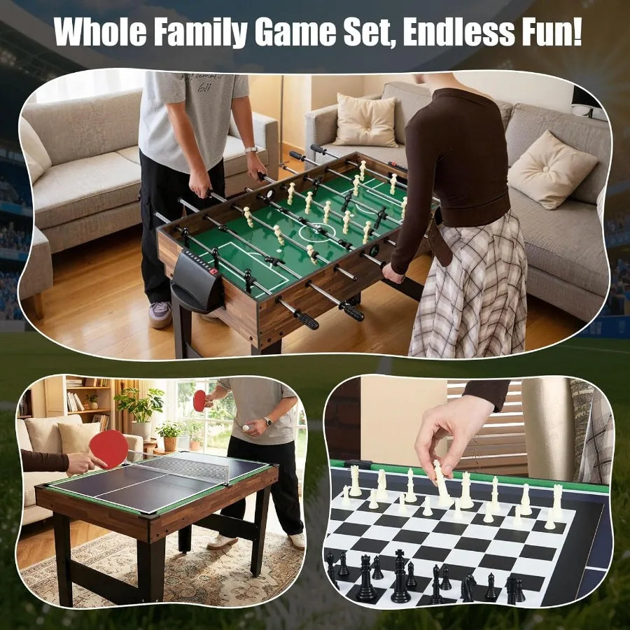 Multi Game Table 10 in 1 Combo Game Table with Foosball Hockey Pool Ping Pong Shuffleboard Bowling and 4 Board Games Versatile