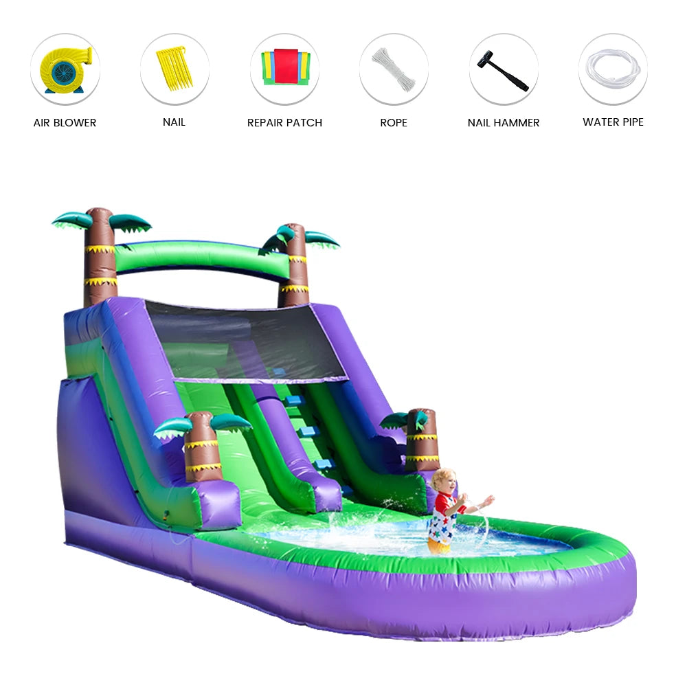 Giant Commercial PVC Inflatable Bounce House Tropical Water Slide for Kids Party Children's playground, children's toys