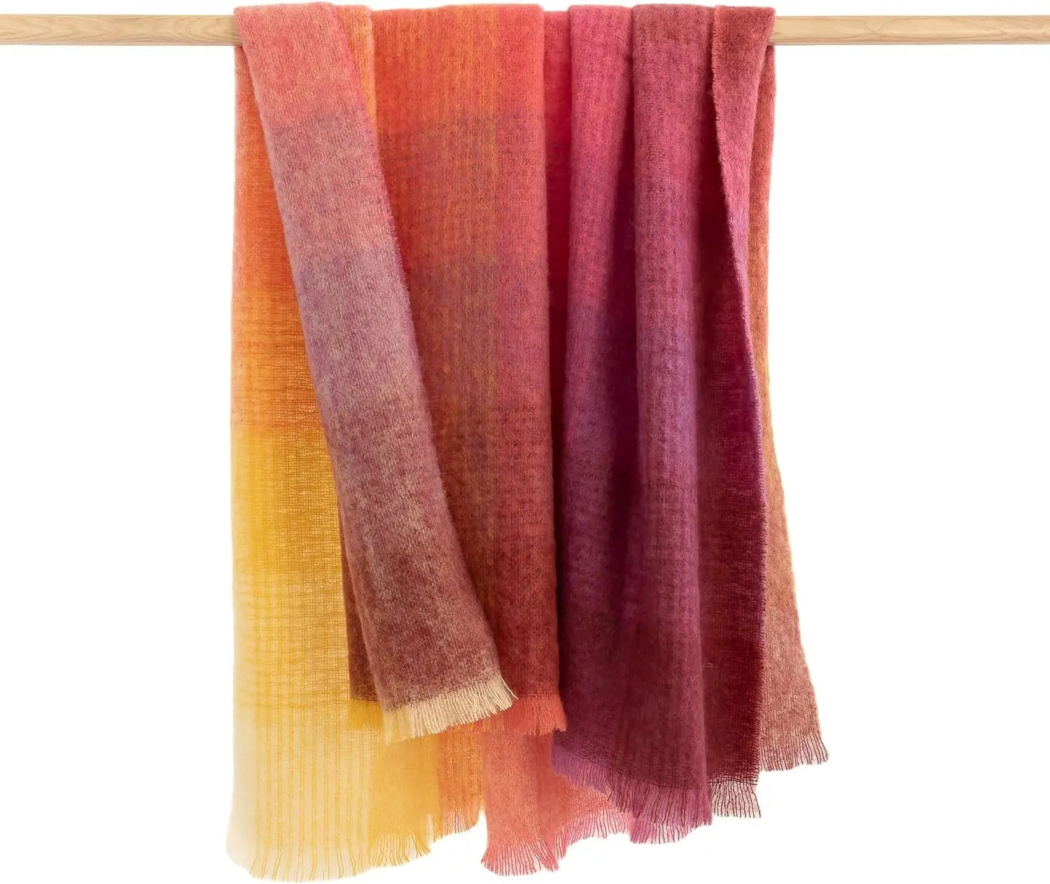 Ultra Soft Irish Mohair & Wool Throw Blanket, Made in Ireland, 54"x72", Pink Yellow Purple Multi Mix