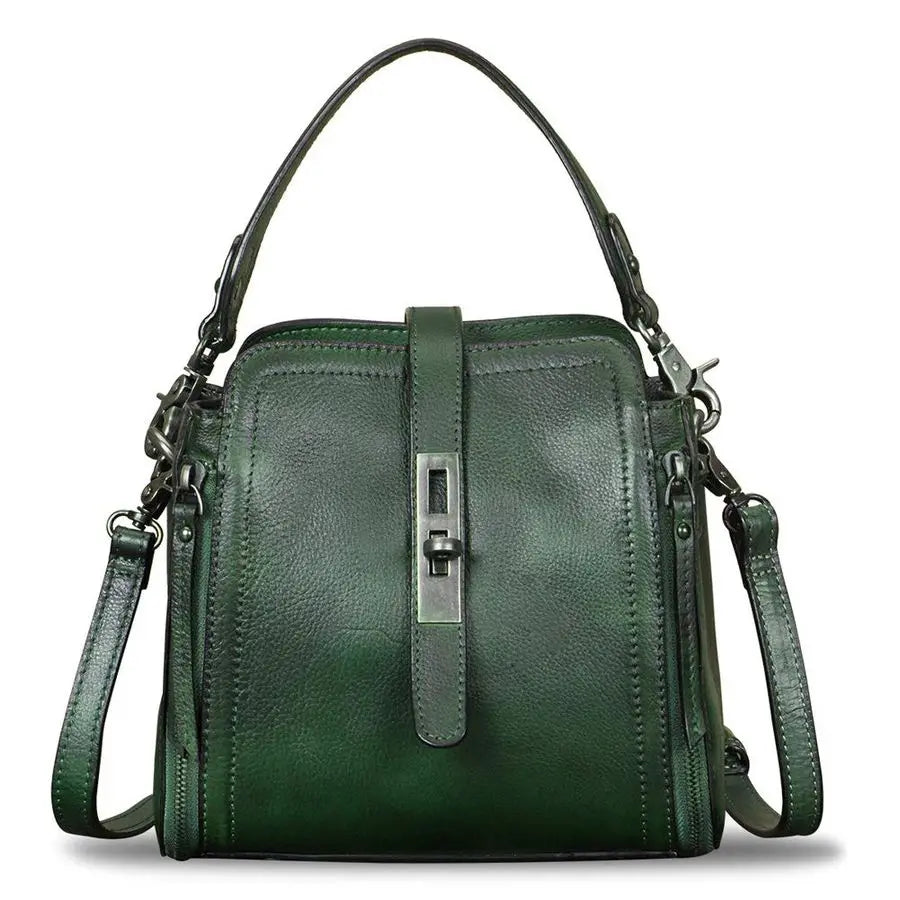 Leather Handbag for Women Vintage Handmade Satchel Crossbody Purse with Removable TopHandle Strap