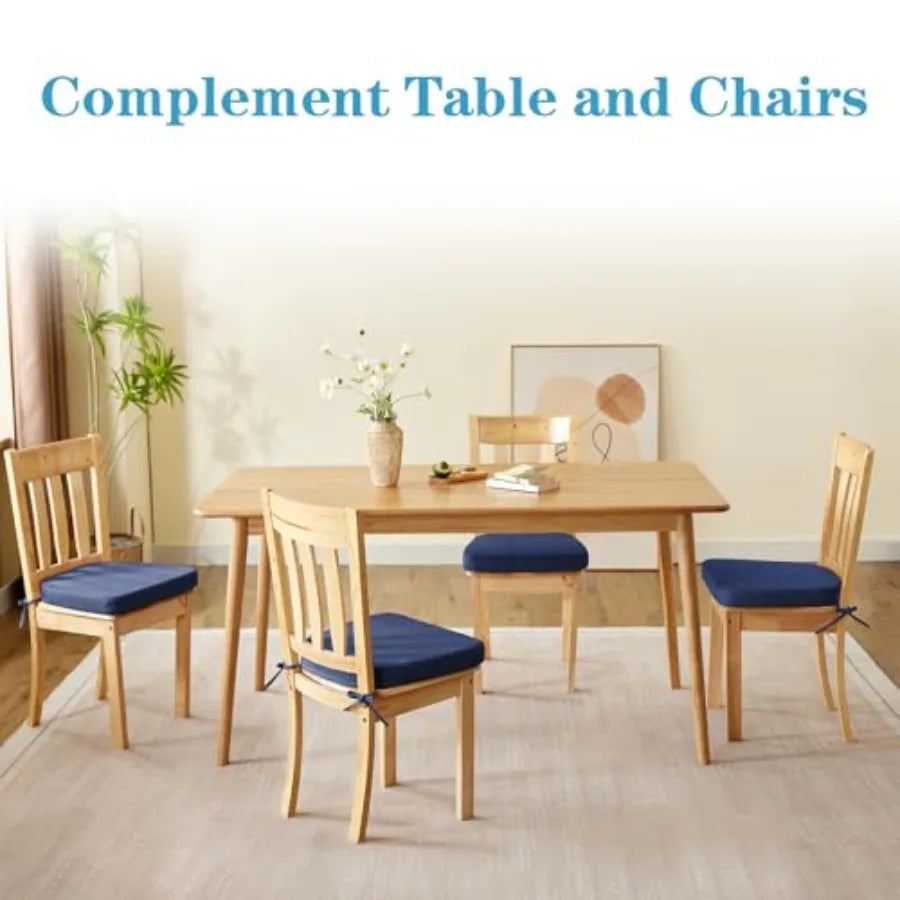 Chair Cushions for Dining Chairs Set of 4 Non Slip Kitchen Chair Pads 17" x 16" x 2" Indoor Dining Chair Cushions with Ties D-S