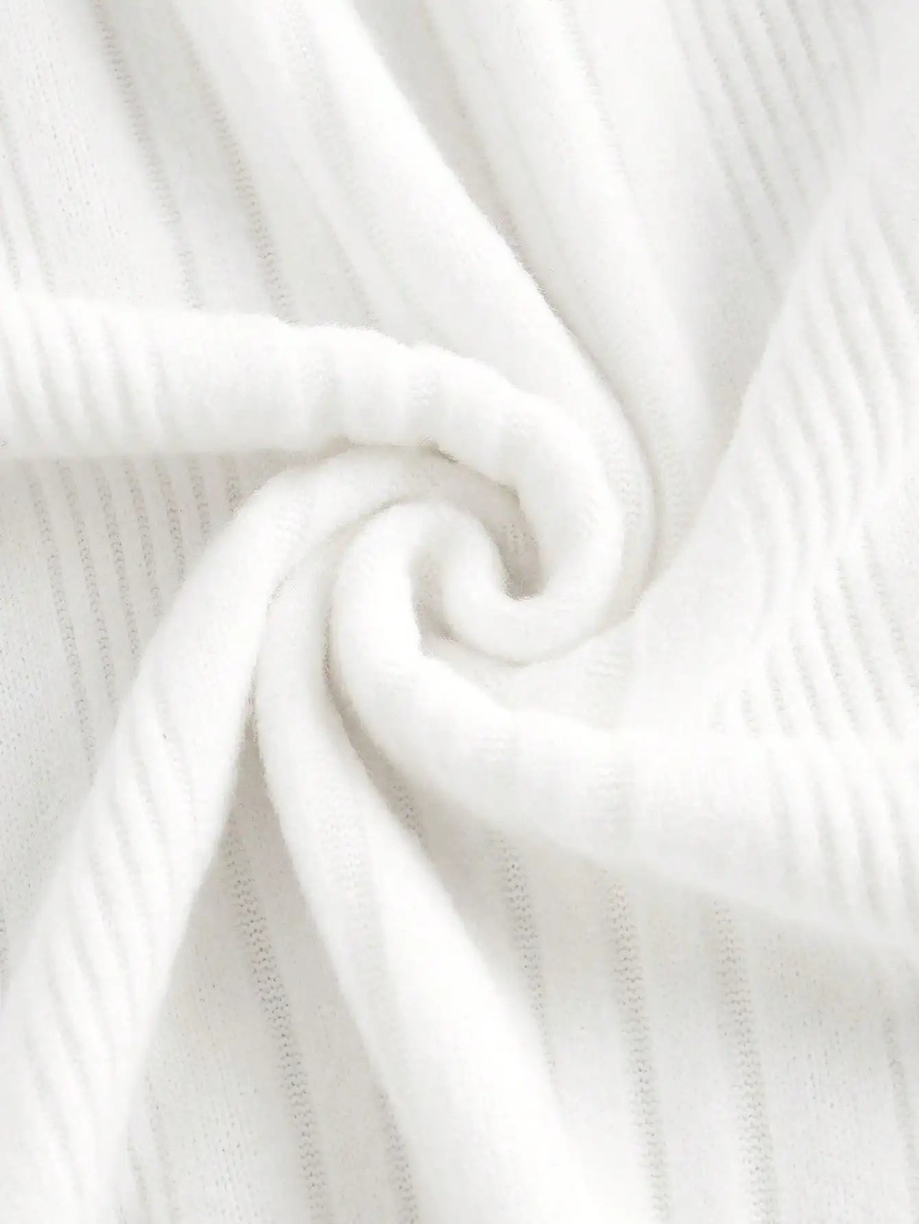 White Off-Shoulder Long Sleeve Knit Dress with Belted Waist and Flared Skirt