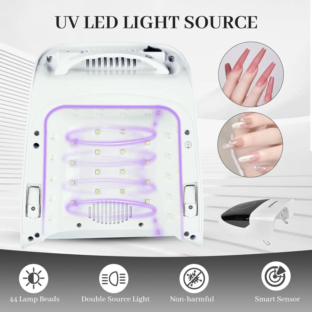 132W Rechargeable UV LED Nail Lamp with 4 Timers & LCD Screen for Gel Nails – Fast Curing, Salon & Home Use