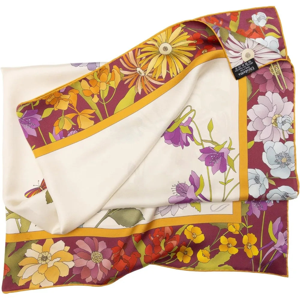 100% Silk Italian Square Scarves - 35 Elegant Designs, Handcrafted in Italy, Women's Fashion Accessories