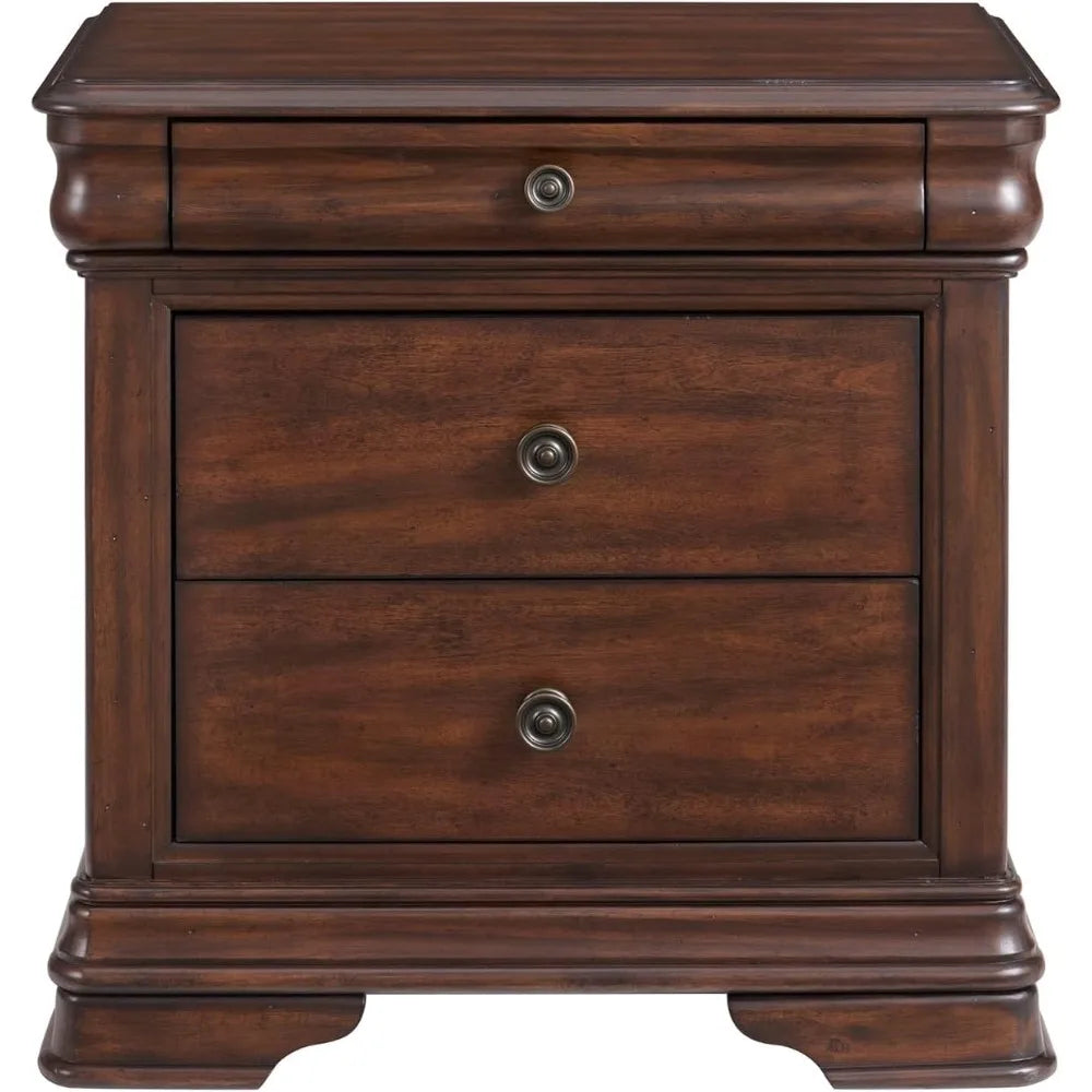 Cherry Wood Stark 3-Drawer Nightstand with USB Charging Port by Picket House Furnishings