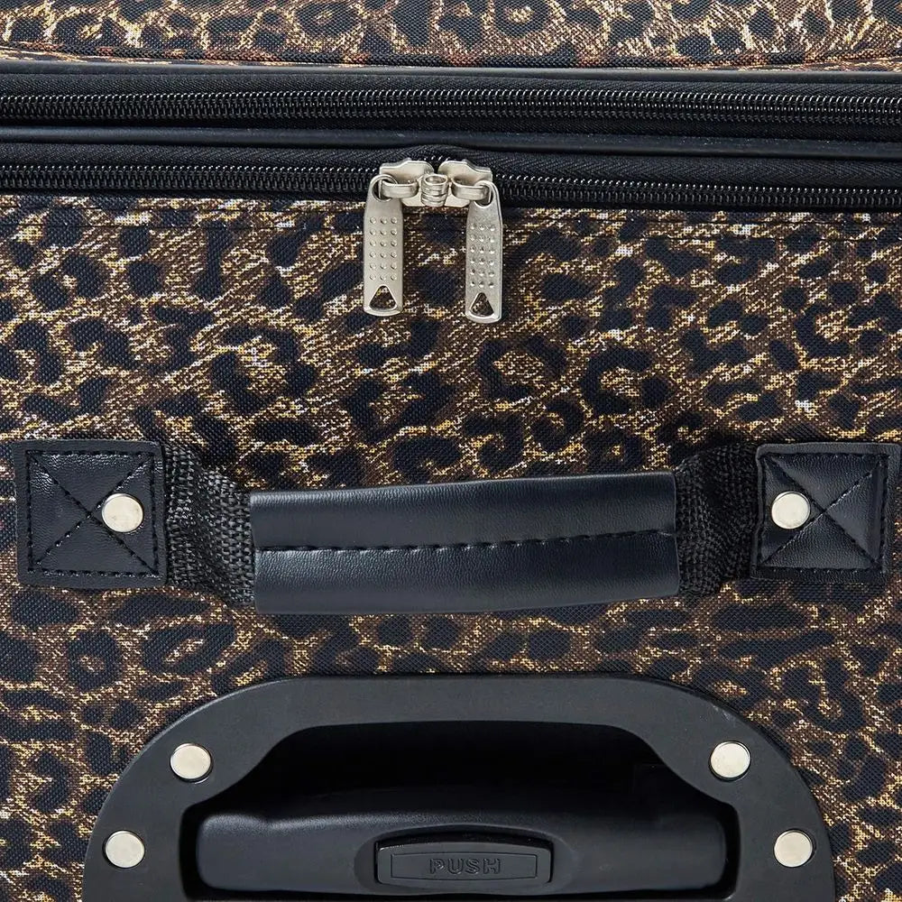 Leopard Print Rockland Jungle 4-Piece Luggage Set: 14, 19, 24, 28