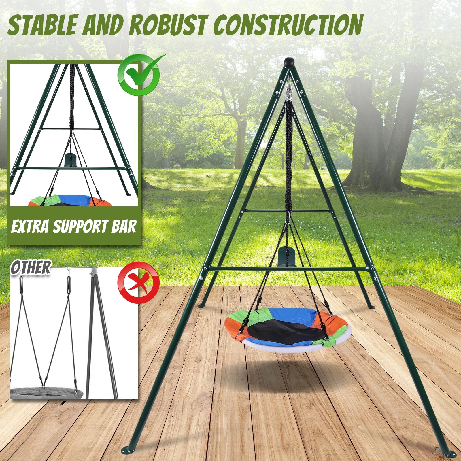 Multi-Purpose Swing Frame Wear Resist Triangular Frame Hammock Rack Multi-Purpose for Kindergarten Shopping Mall Park