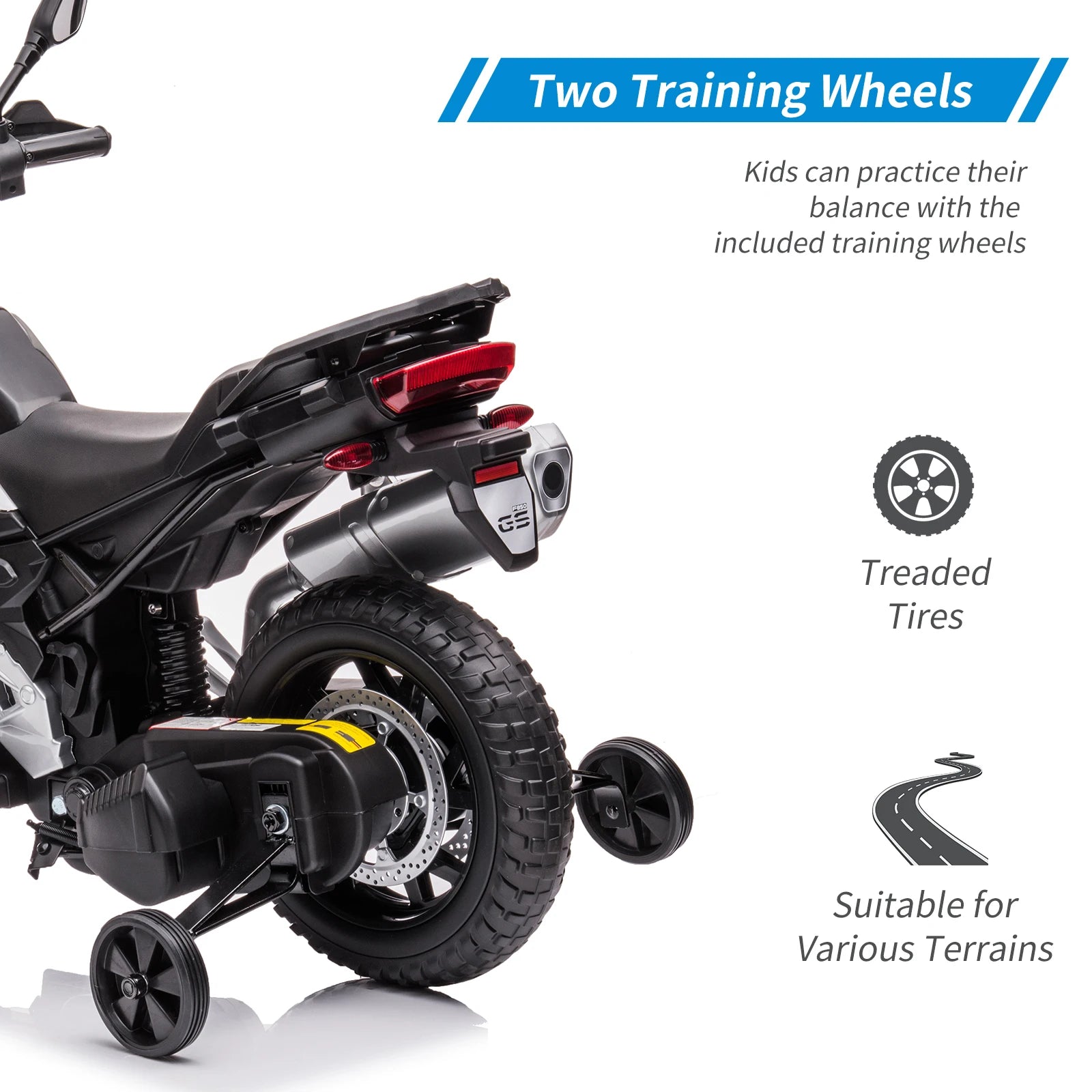 12V Kids Ride on Motorcycle Licensed BMW Motorbike with High/Low Variable Speed,Warning Lights,Training Wheels for Toddlers/Kids