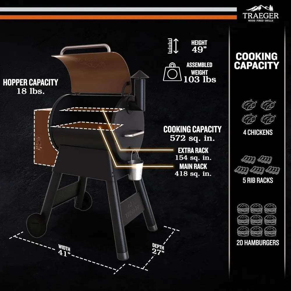Grills Pro 22 Wood Pellet Grill & Smoker, Electric Pellet Smoker Grill Combo, 6-in-1 BBQ Versatility, 572 sq. in. Grilling Capac