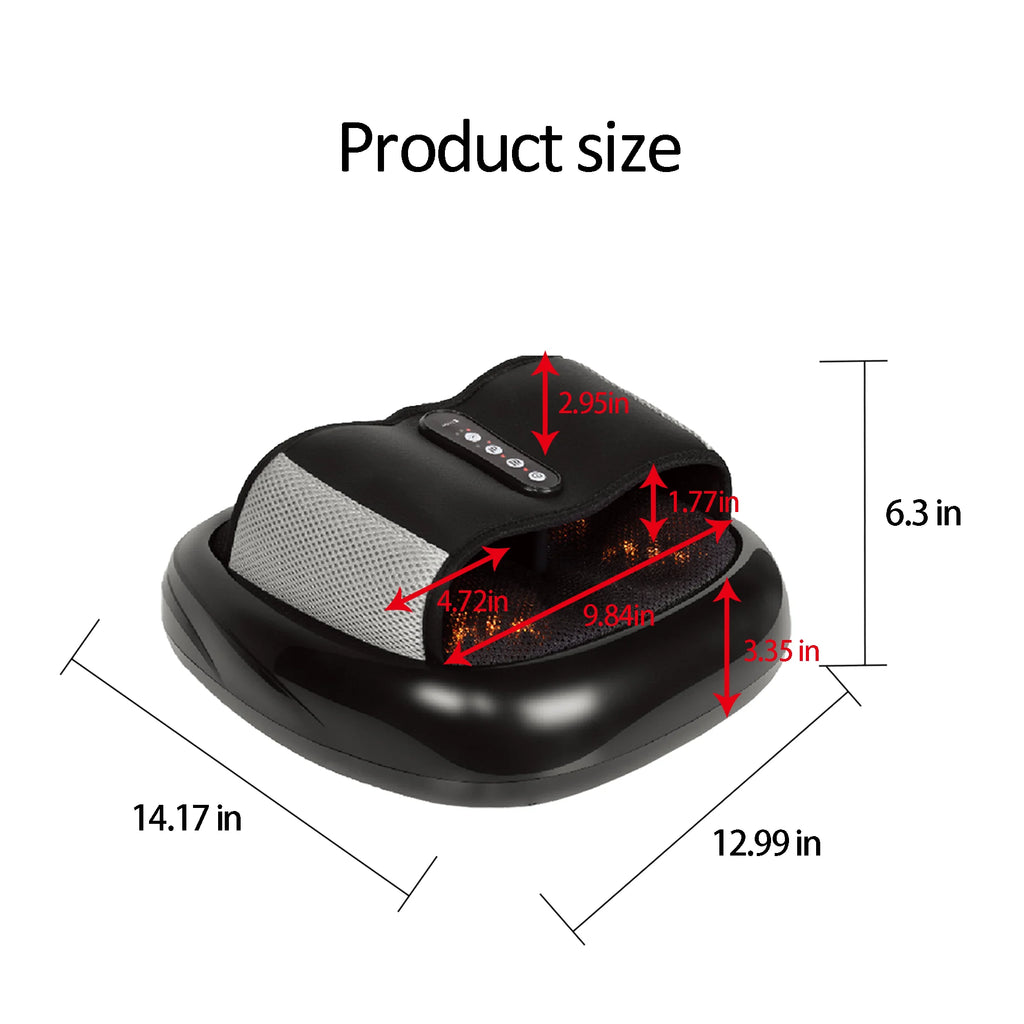 Foot Massager Finger Air Pressure Electric Shiatsu with Roller Kneading Heat Therapy Air Compression Vibration Massage