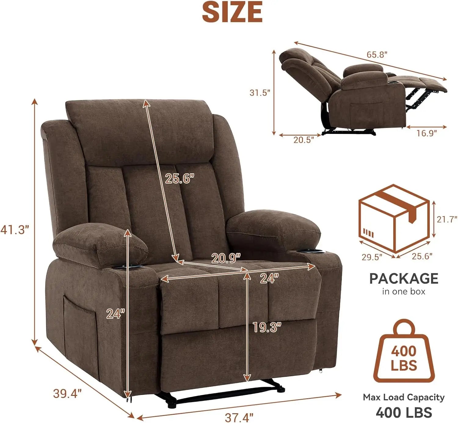 Recliner Chair with Vibration Massage and Heat,37.4" Oversized Rocker Recliner,Rocking Chair for Home Living Room, Bedroom
