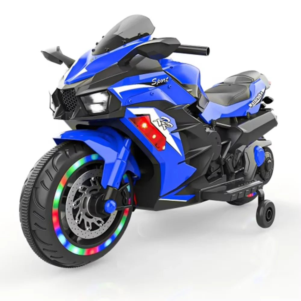 Kids Electric Off-Road Motorcycle - 2-8Y Rechargeable Bike with LED Lights/Music & Simulation Engine Sound Children electric car