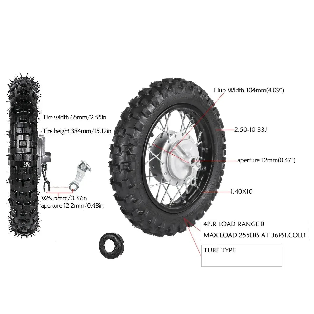 2.50-10'' 12/14''/16/ 17'' Rim Wheel Tire Tyre Disc/Drum Brake for Pit Dirt Bike 70cc 90cc 110cc 150cc 160cc Petrol scooter