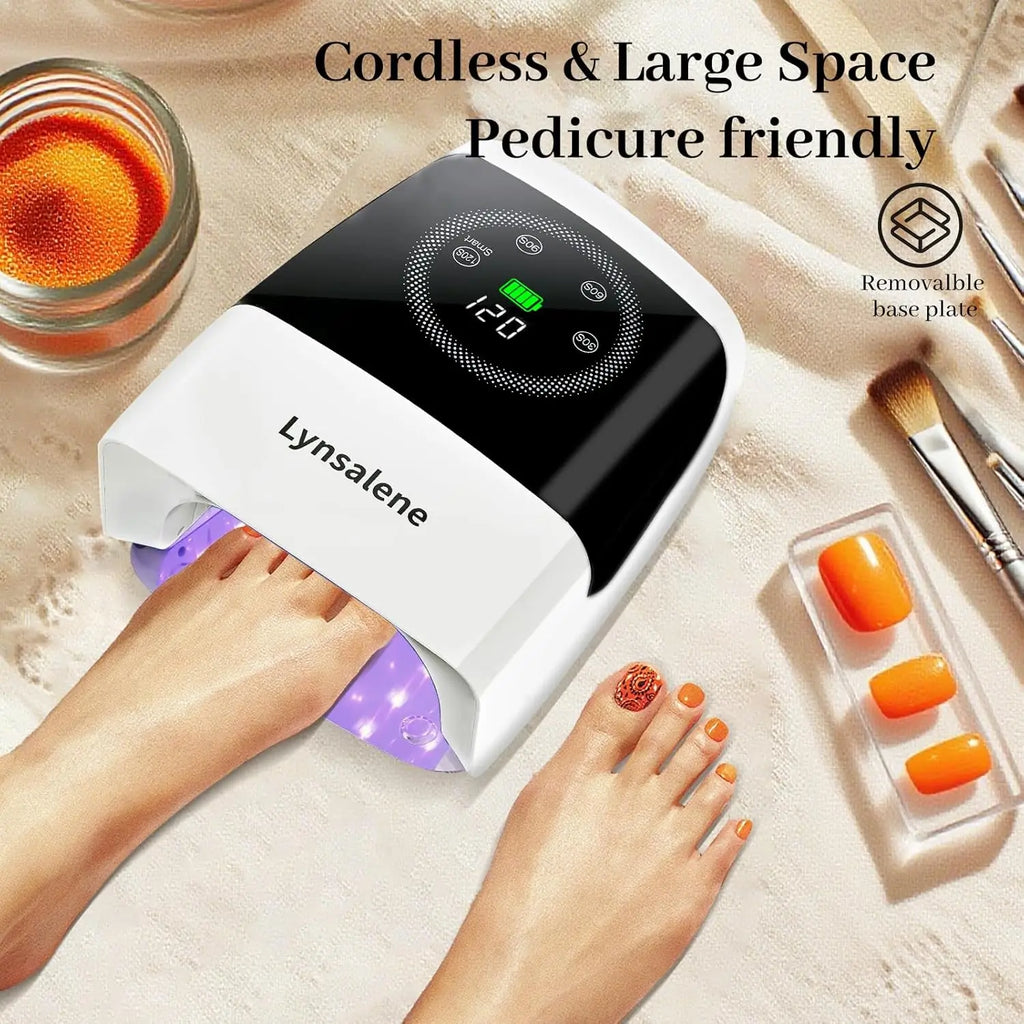 132W Rechargeable UV LED Nail Lamp with 4 Timers & LCD Screen for Gel Nails – Fast Curing, Salon & Home Use
