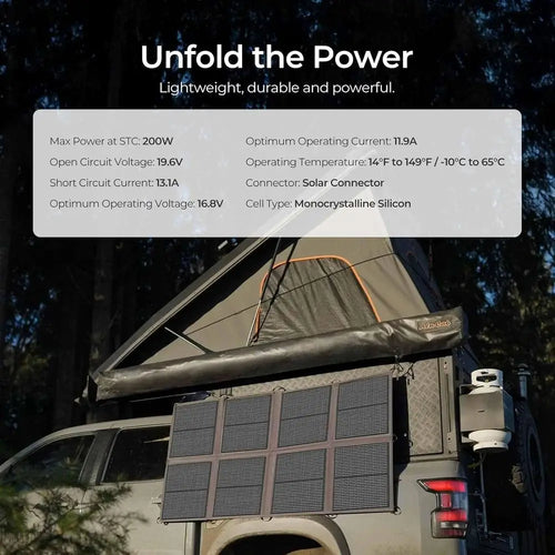200 Watt Solar Panel Blanket, N-Type Portable Foldable Solar Panels, 25% High Efficiency Lightweight 8-Fold Space-Save, QC3.0 US