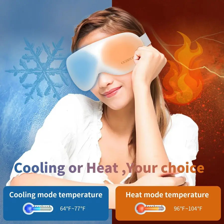 Massager with Heat and Vibration and Cooling Heated Cooling Eye Mask with Rapid Temp Control, 4 Massage Modes, 3 Temp Modes, 240