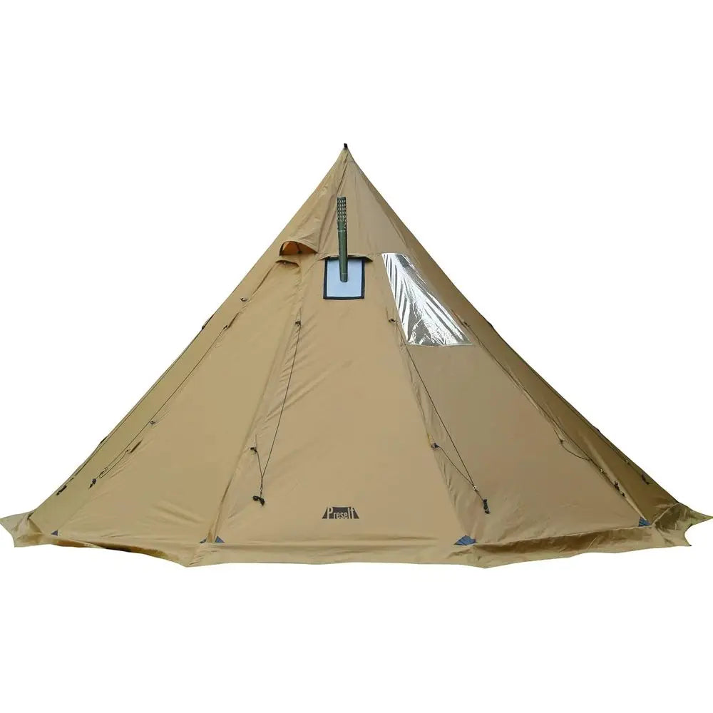6-Person XL Tipi Tent with Sn Window, 8'6 Height, 15'4 Diameter, Wood Stove-Ready for Family Camping & Hunting