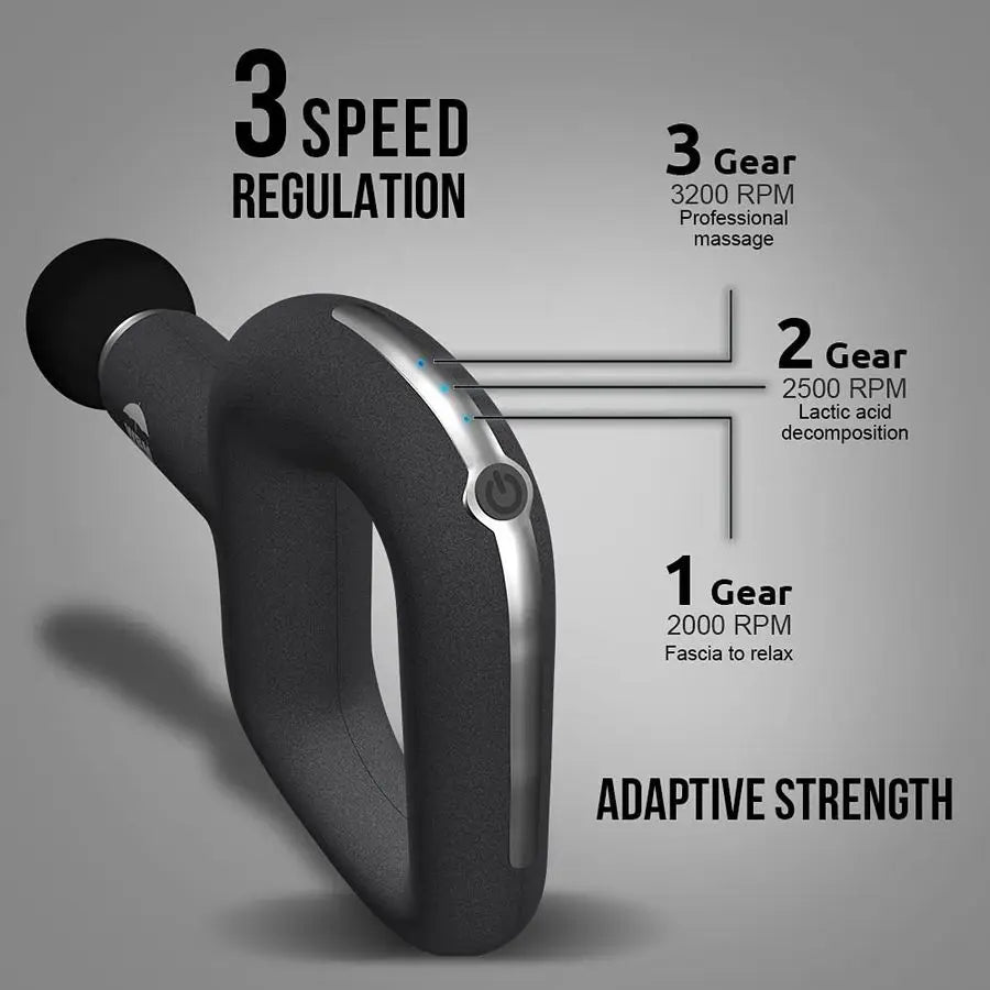 Massage Gun, Stress Relief Massage Gun, Deep Tissue Relaxation with 6 Massage Heads 3 Speed Levels, Percussion Massager for Athl