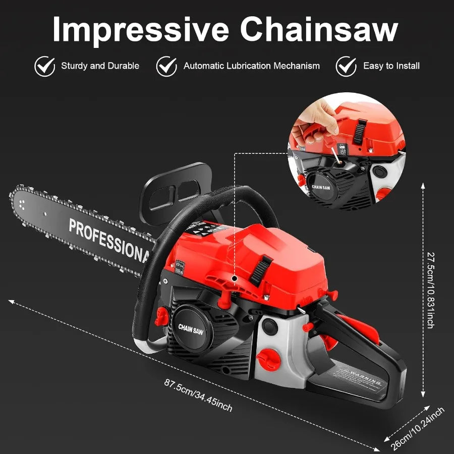 20Inch Gas Chainsaw 2-Stroke 58CC Gasoline Powered Chainsaw for Efficient Wood Cutting in Forest Garden and Farm Applications w
