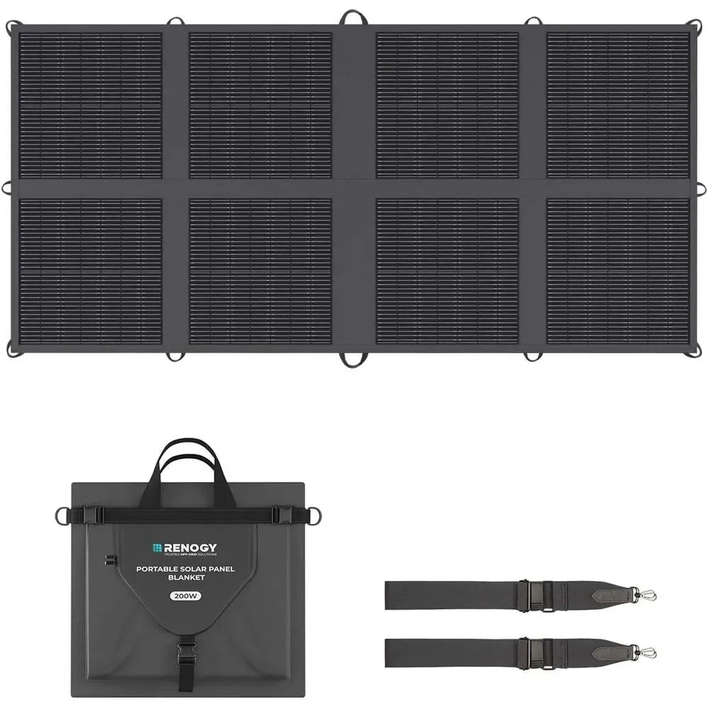 200 Watt Solar Panel Blanket, N-Type Portable Foldable Solar Panels, 25% High Efficiency Lightweight 8-Fold Space-Save, QC3.0 US