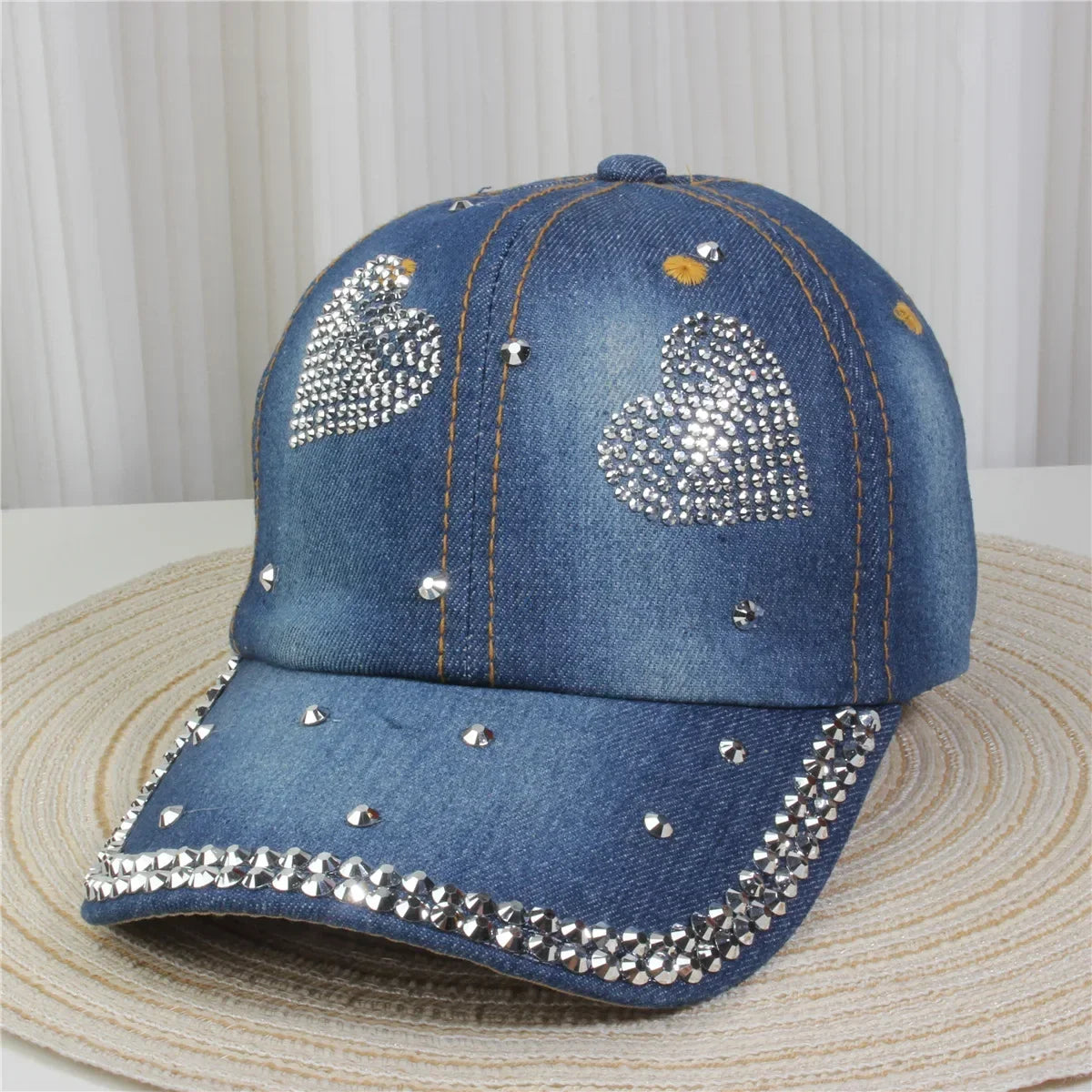 Wholesale Denim Baseball Caps Bling Rhinestone "TAKE ""LOVE" Heart  Snapback Hat A Dozen 12 pieces Mixed order