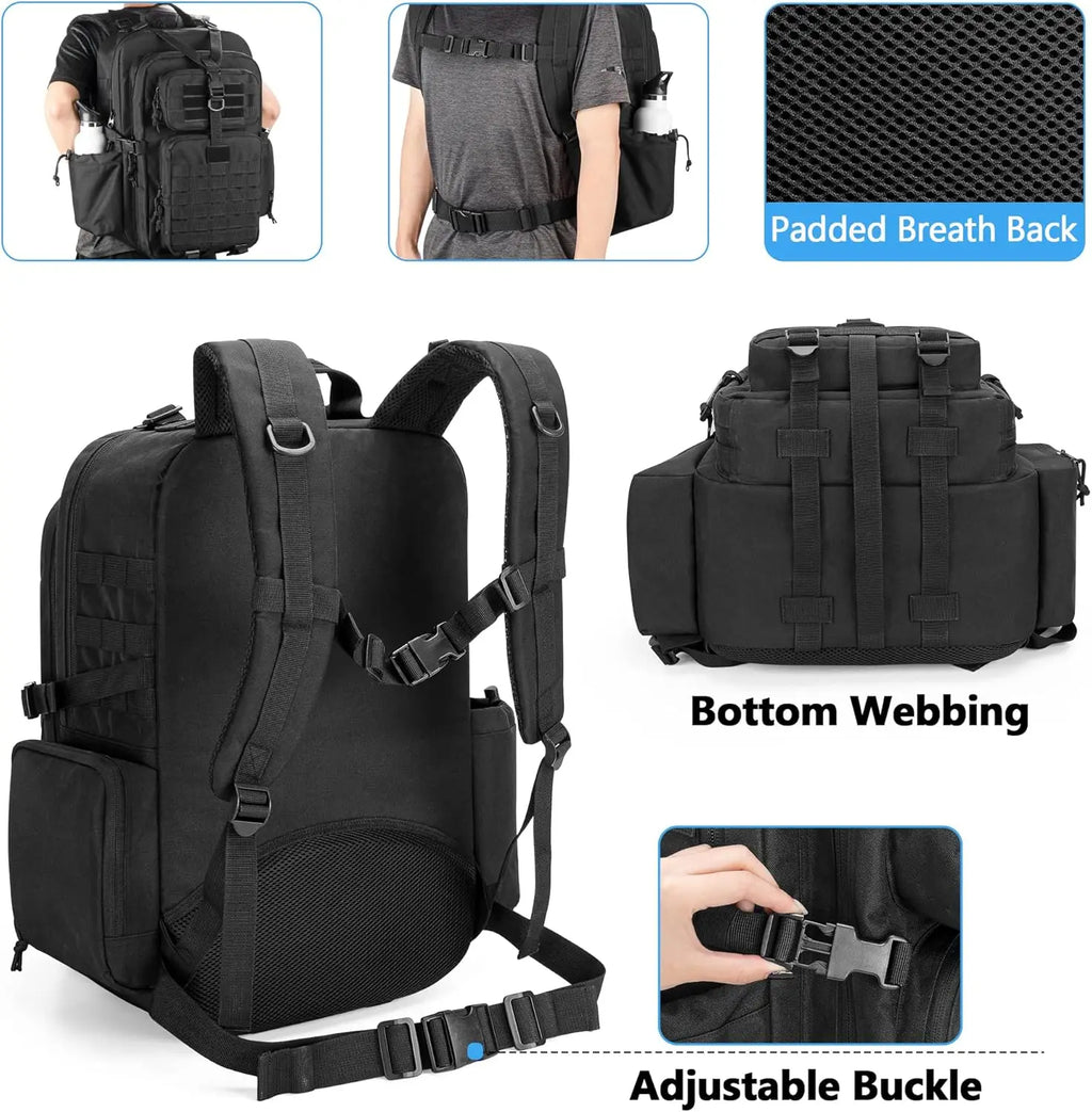 Medical Tactical Backpack, First Aid Rucksack with Y-Strap for Hiking, Black (Bag Only)