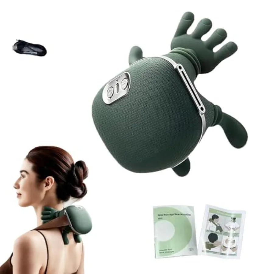 Bionic Heated Massager Portable Shiatsu Neck and Back Massager Electric Deep Tissue 4D Kneading Massage Simulated Human Hand De