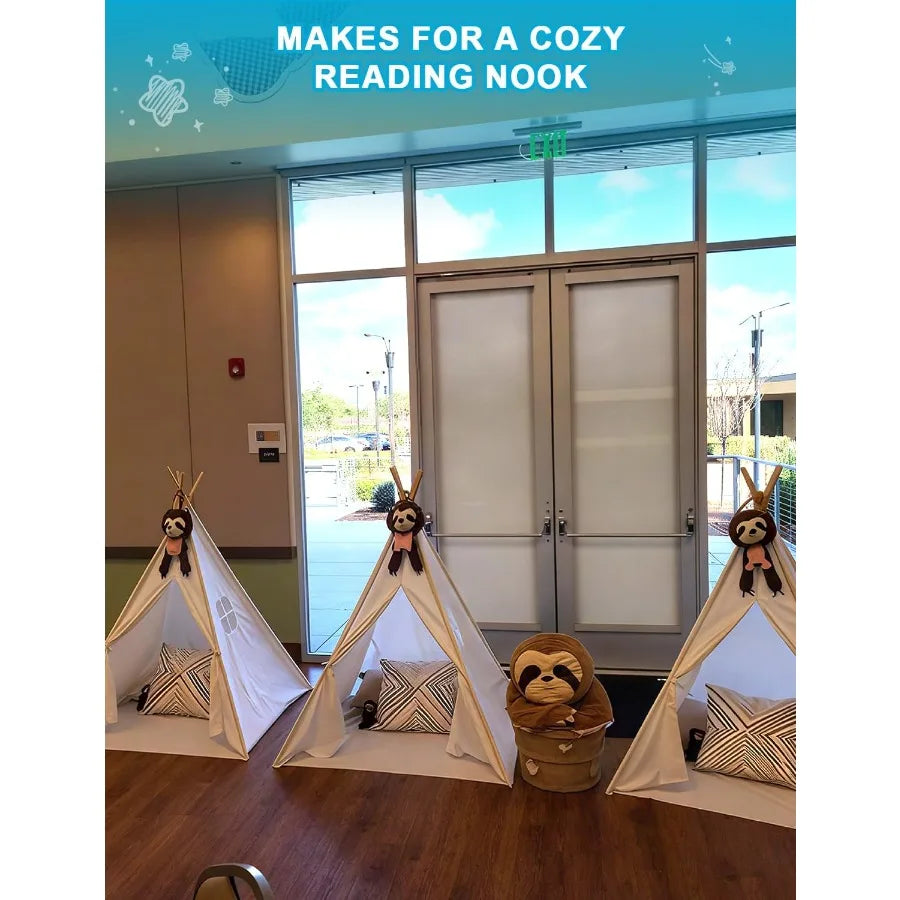 Wilwolfer 4 Pack Teepee Tent for Slumber Party with Lights Indoor Sleepover Play Tents for Girls Foldable Toddler Playhouse Whi