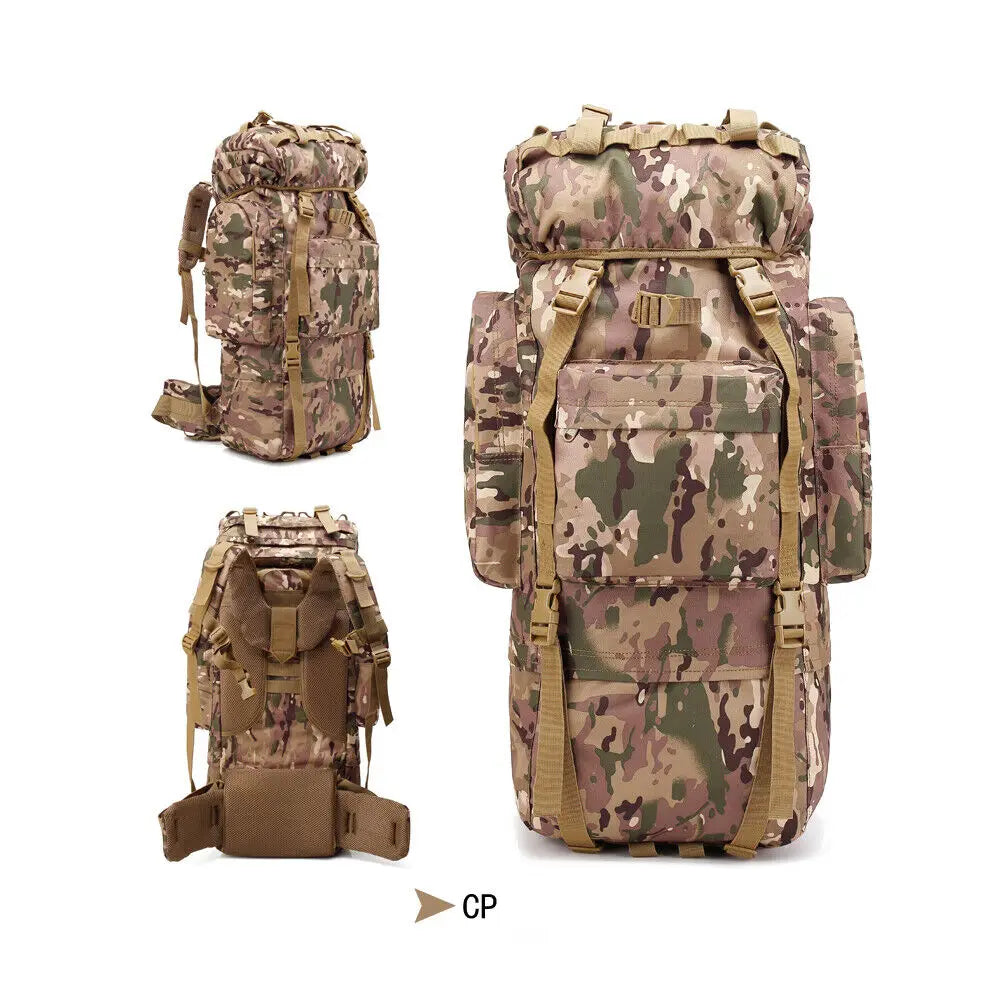 65L Tactical Backpack Rucksack Camping Traveling Climbing Bag for Outdoor Sport Waterproof Nylon Backpacks Hunting Bags