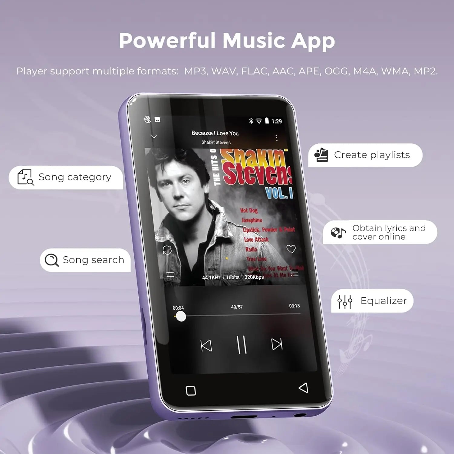 80GB MP3 Player with Bluetooth, WiFi, Spotify Kids, Pandora, Audible, 4.0 Touch Screen, Parental Controls, Up to 1TB (White