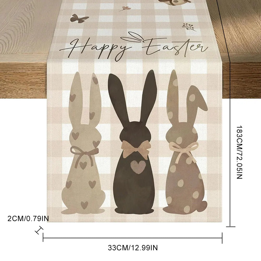 Easter Bunny Linen Table Runner Bunny Dining Table Cloth Placemat Easter Bunny Spring Linen Table Runner Holiday Party Decor