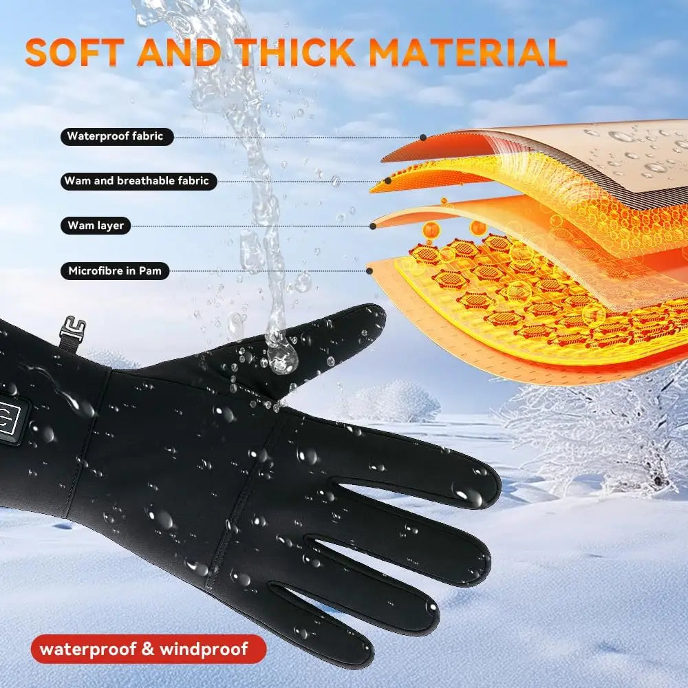 Rechargeable Heated Gloves Liners with 7.6V Battery, 3 Heat Modes, Waterproof & Touchscreen for Men Women – Outdoor Fishing, Hun