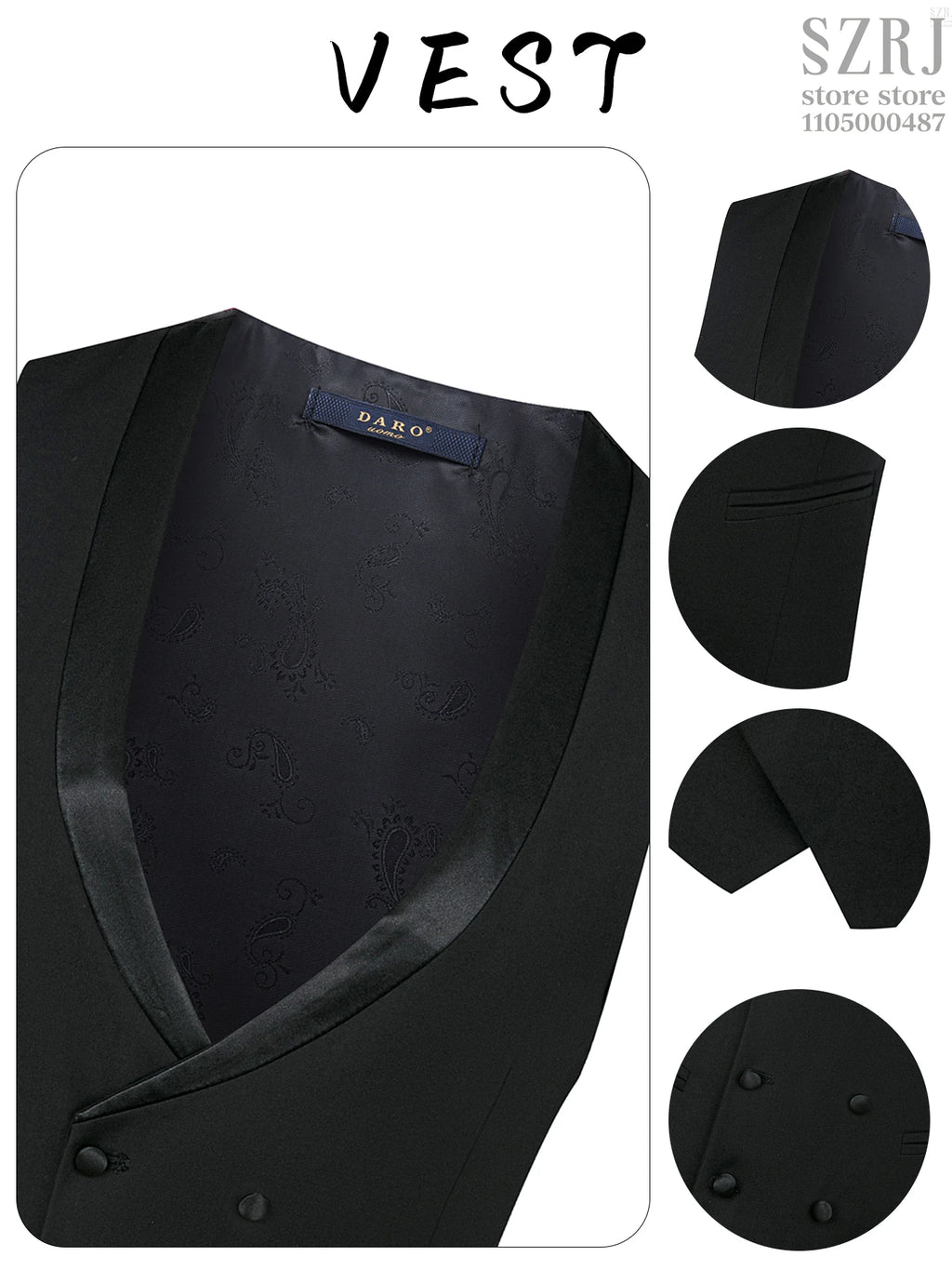 Men's 3 - Piece Suit Set, Featuring Decorative Lapel Design, Includes Jacket, Vest & Pants, Ideal for Formal Occasions，Wedding