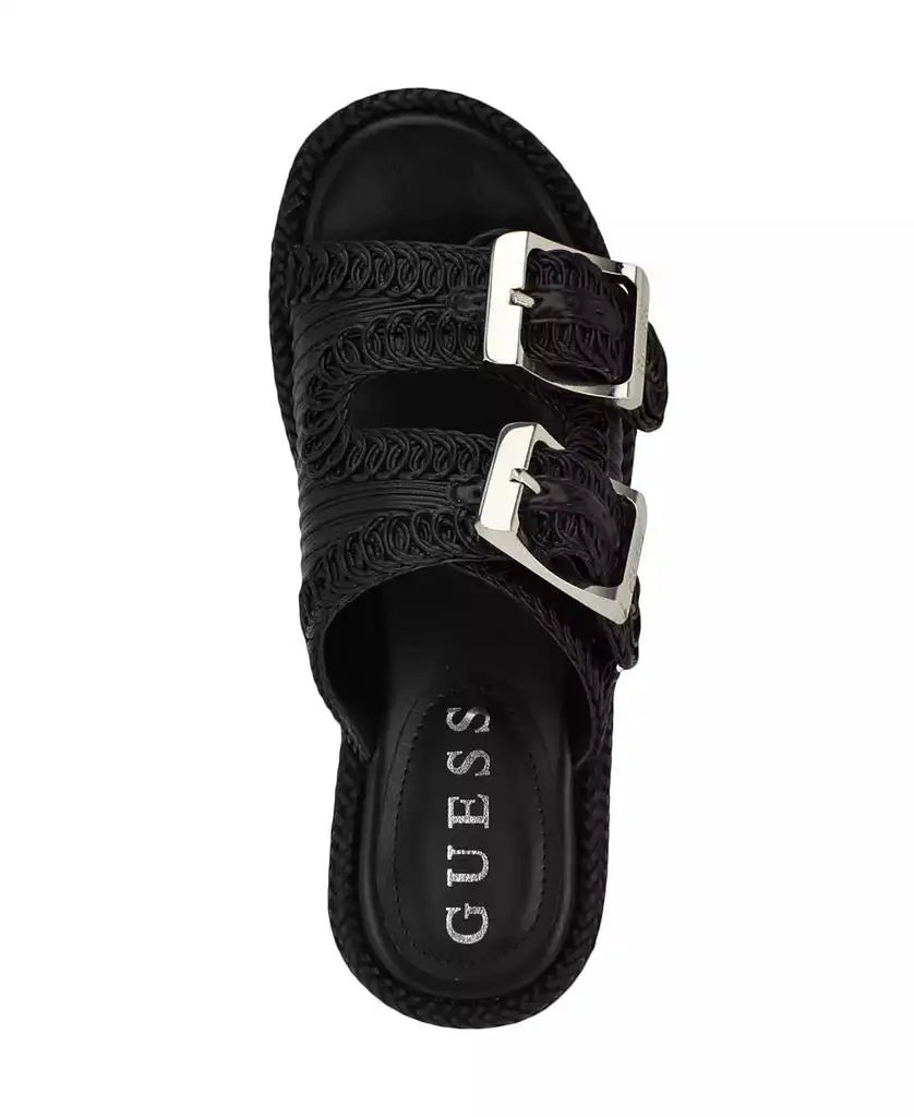 GUESS | Women's Binks Double-Buckle Woven Platform Wedge Sandals