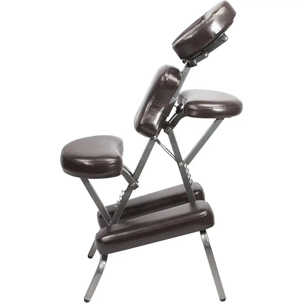 Bedord Adjustable Portable olding ull Body Massage Chair, Coee, 11" x 14" x 39"