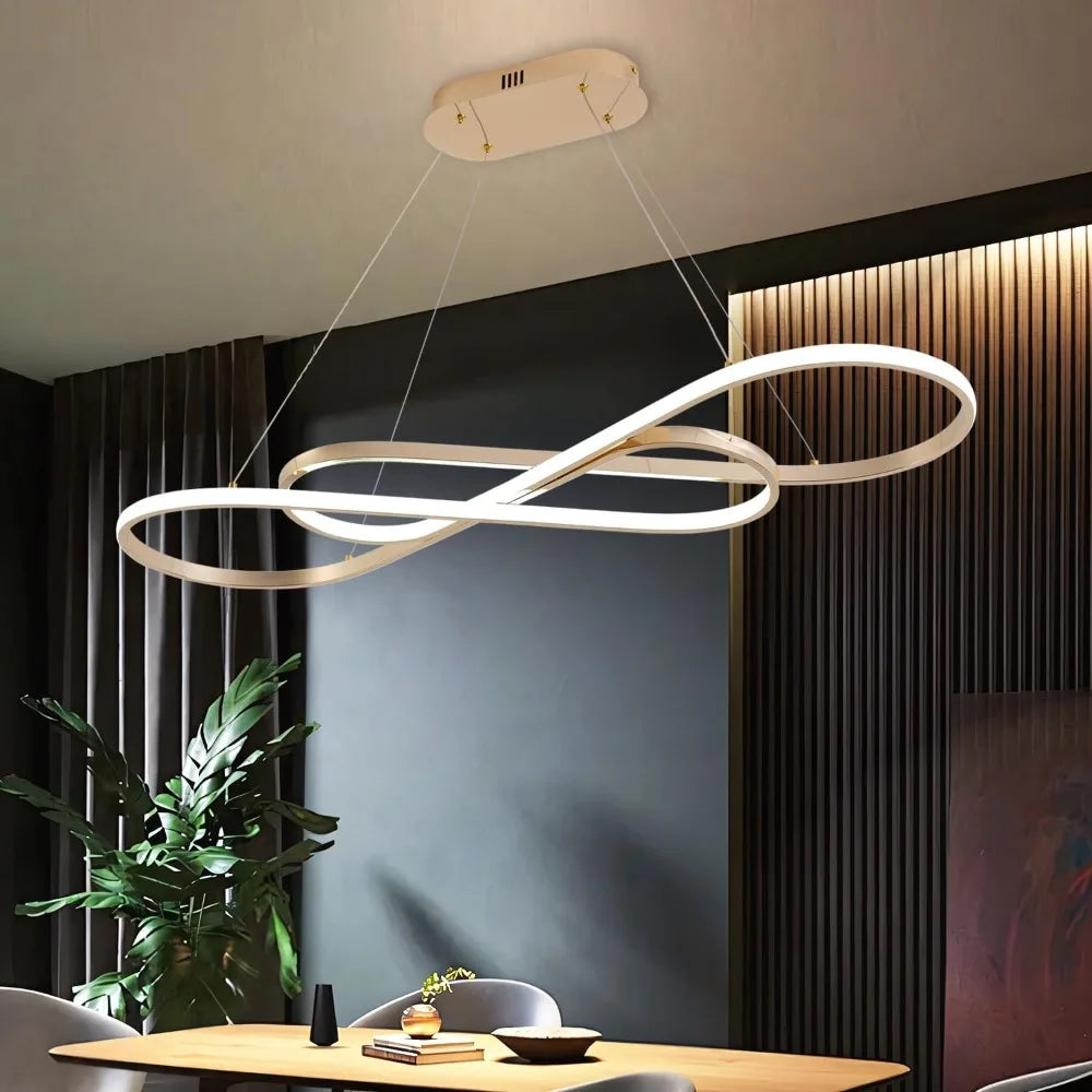 Modern Gold LED Pendant Light Kitchen Island Chandelier Dimmable Adjustable Height Dining Room