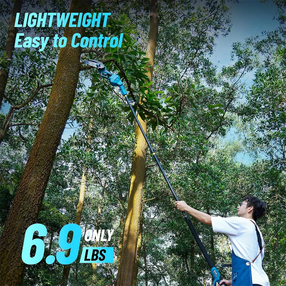 Seesii High Branch Saw Extension Pole Cordless 6'' Brushless Electric Chainsaw Garden Pruning Tools For Makita 18v battery pin