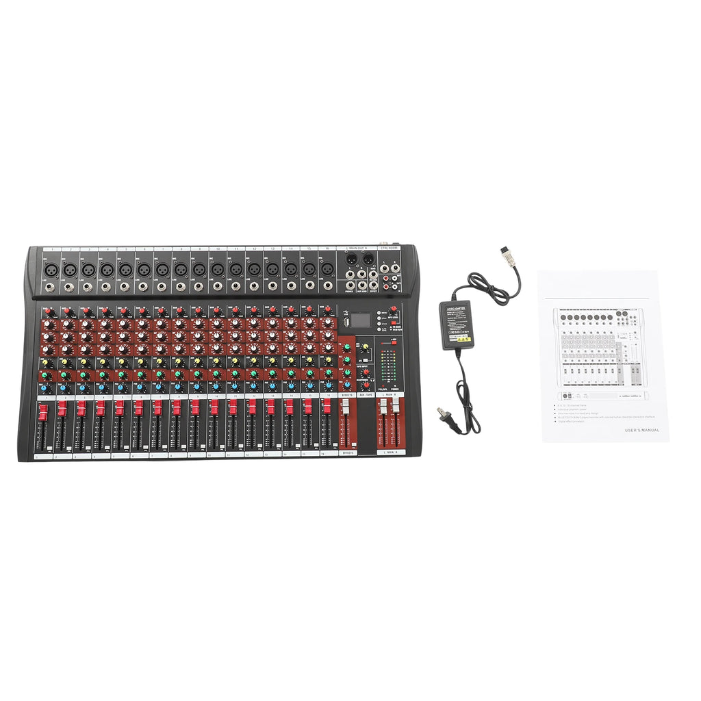 16 Channel DJ Audio Mixer with Bluetooth USB, Studio Audio Sound Mixer Console, Professional Power Mixer